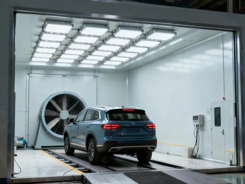 Cámara ambiental tipo walk-in y drive-in de 250 m³ para pruebas de rendimiento de vehículos